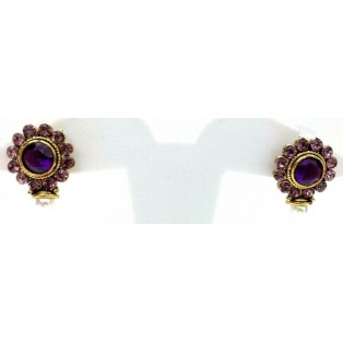 Gold Oxidized Women Earring Stud Jewelry PushBack Classy Gift Rhinestones Bead 3